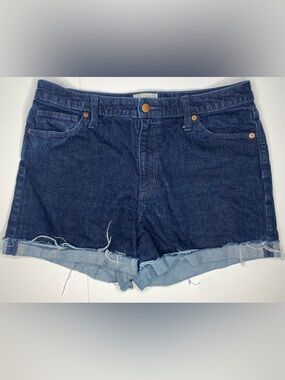 Universal Thread ‘Vintage Midi’ Dark Wash Raw Hem Jean Shorts Sz 12